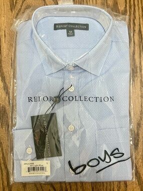 Report Collection Light Blue Boy’s Dress Shirt New with Tags Size 12
